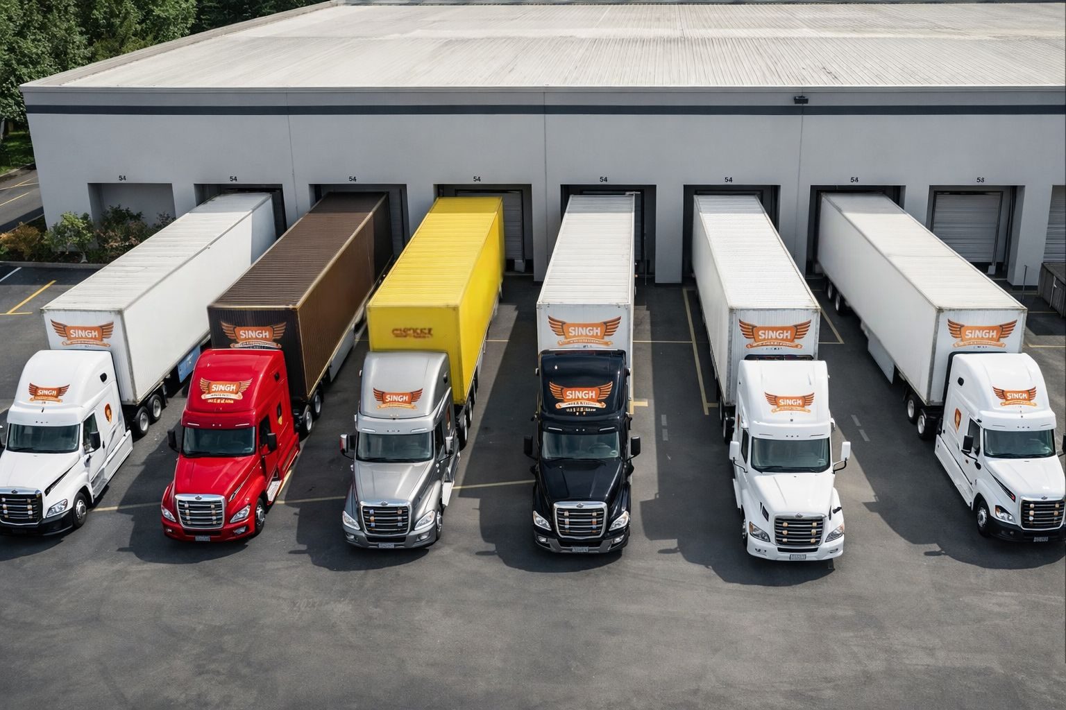 Singh Trucklines trailers staged at the dock for container loading