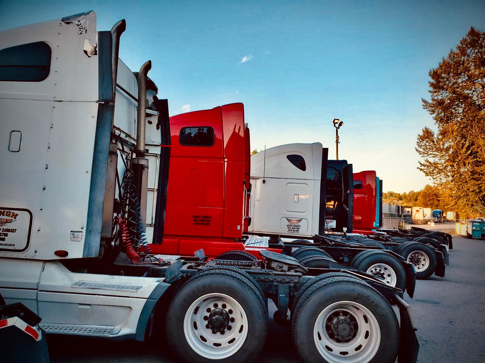 Singh Trucklines tractors staged in the yard